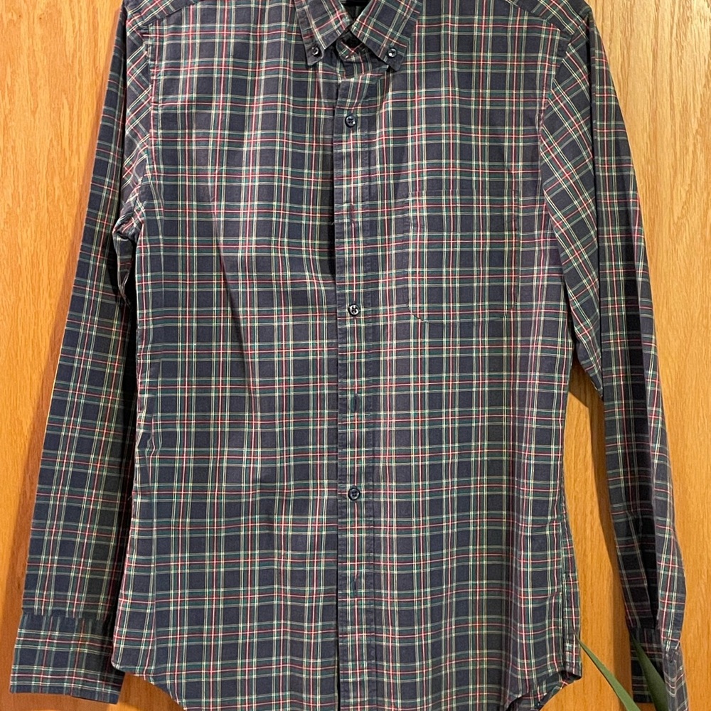 Men’s J. Crew Navy and Red Plaid Casual Shirt